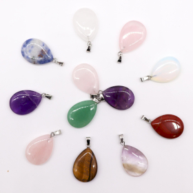 12x Gemstone Teardrops Pendants (12 assorted)  25x18mm