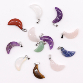 12x Gemstone Moons Pendants (12 assorted)  20x13mm