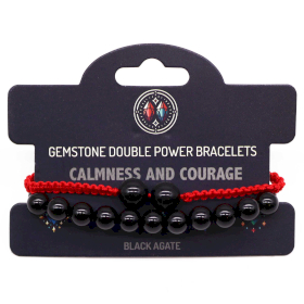 Gemstone Double Power Bracelets- Black Agate