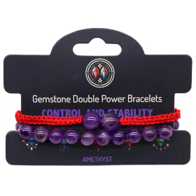 Gemstone Double Power Bracelets- Amythist