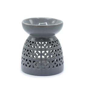 Classic Oil Burner - Morrocan Cutout - Grey