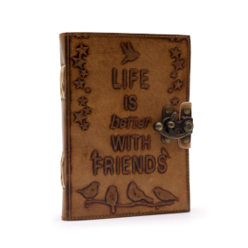 Leather Journel - Plain Paper -  Life is Better with Friends (7x5