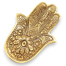 Gold Aluminium  Small Hamsa Incense Holder 13x5.5cm