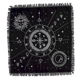 Esoteric Fringed Altar Cloth -  Moon & Sun Chart