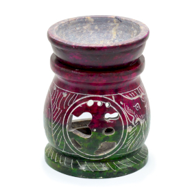 Small Coloured Soapstone Oil Burner 8cm - Om & Elephant