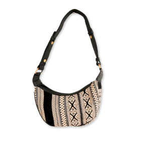 Jacquard Hobo Bag - Grey Metro (black strap)