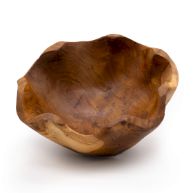 Medium Smooth Teakwood Fruit Bowl - 21x9cm