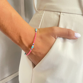 Nepalese Extra Fine Gem Bracelet - Pink Coral & Turquoise Beads