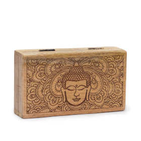 Med Square Box 17x10x4.2cm - Buddha Face Black Engraved