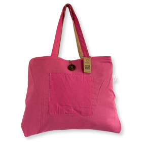 Reversible Jute & Cotton Big Bag - Pink