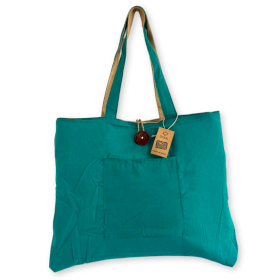 Reversible Jute & Cotton Big Bag - Teal