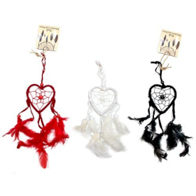 Bali Dreamcatcher - Small Heart - Black/White/Red