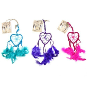 Bali Dreamcatcher - Small Heart - Turq/Pink/Purp