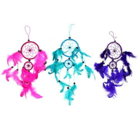 3x Bali Dreamcatcher - Medium Round - Turq/Pink/Purp