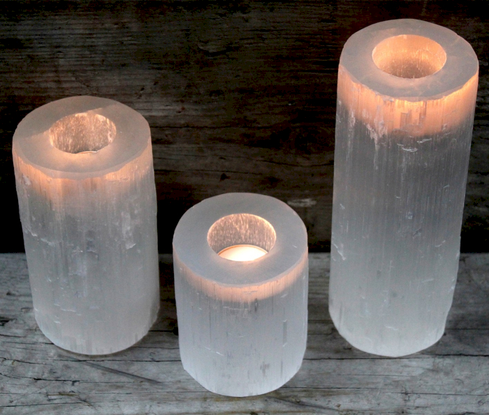 Selenite Candle Holders