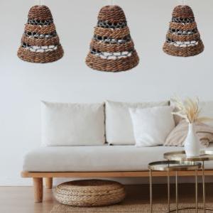 Natural Banana Leaf & Hitam Raffia Lamp Shades