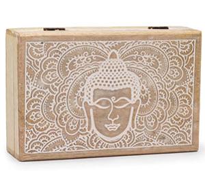 Handcrafted Wooden Boxes & Trays - Buddha & Hamsa Collection