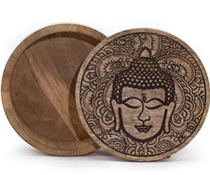 Handcrafted Wooden Boxes & Trays - Buddha & Hamsa Collection